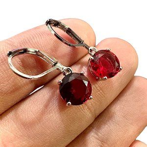 Ruby Earrings Sterling Silver 925 Leverback Earrings Dangle Earrings lab-create